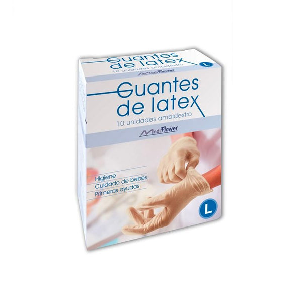 GUANTES DE LATEX MEDI FLOWER TALLA GRANDE 10u