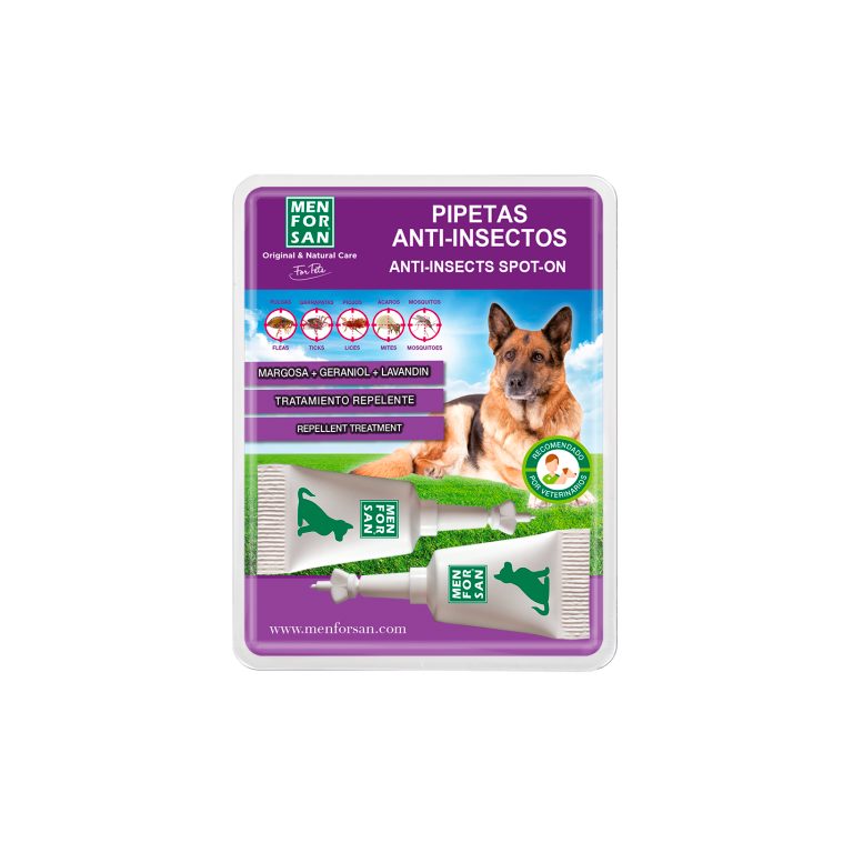 Menforsan 2 Pipetas Anti-insectos 100% natural para perros