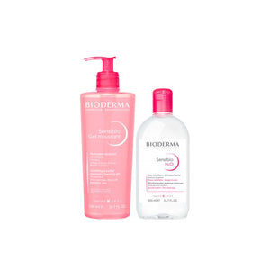 Bioderma Pack Sensibio Moussant Gel for Sensitive Skin 500ml + Sensibio H2o Micellar Water 500ml