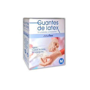 GUANTES DE LATEX MEDI FLOWER TALLA MEDIANA 10u
