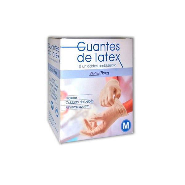 GUANTES DE LATEX MEDI FLOWER TALLA MEDIANA 10u